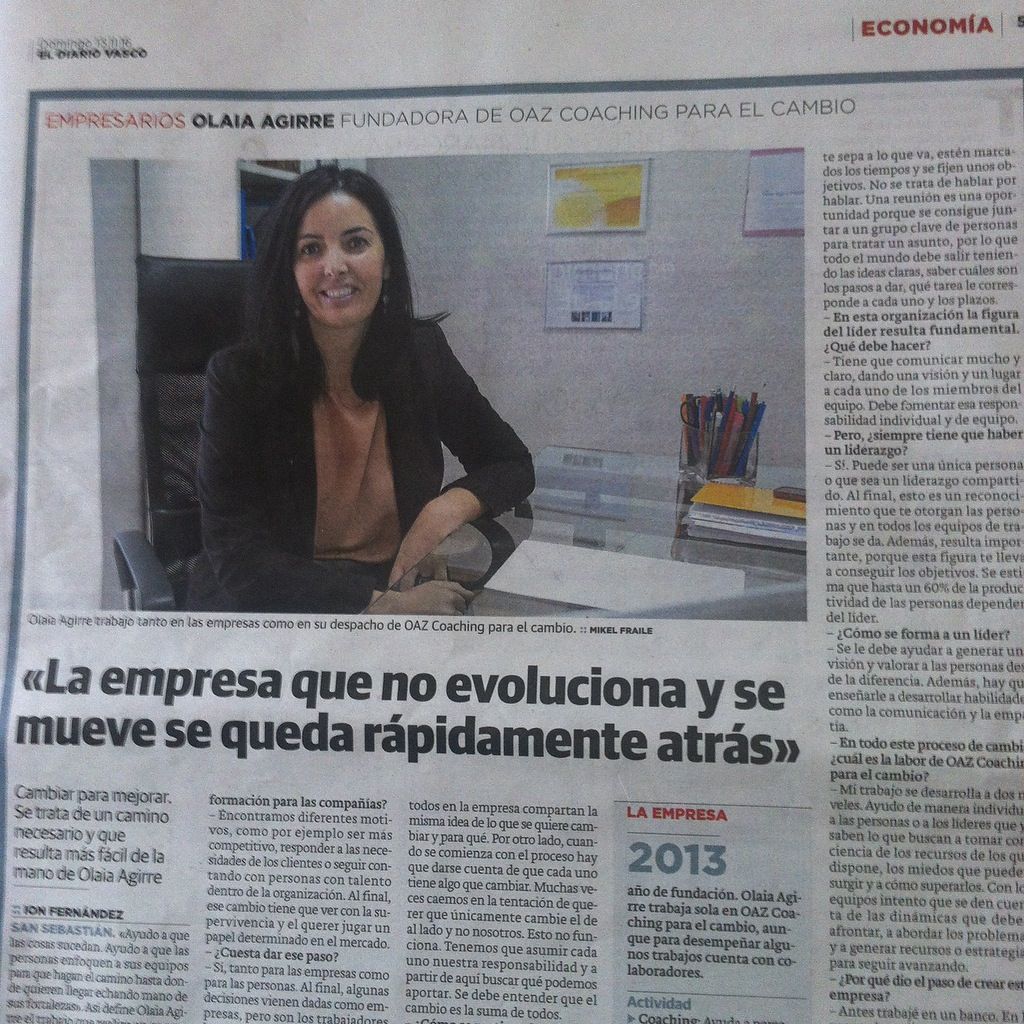 La empresa que no evoluciona y se mueve se queda rápidamente atrás (El Diario Vasco)